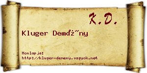 Kluger Demény névjegykártya